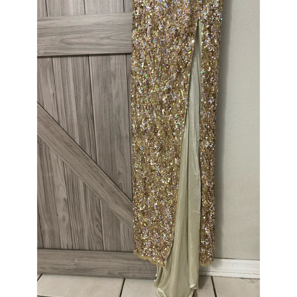 NEW Mac Duggal size 10 style 3434A sequin gold gown - Picture 5 of 13